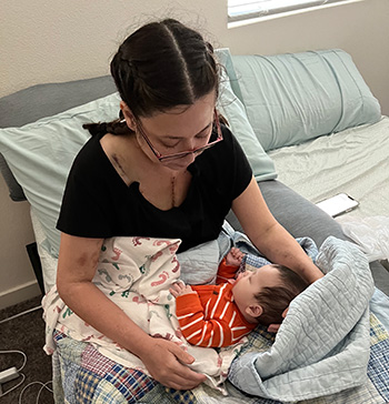 Andrea Johnson and her newborn