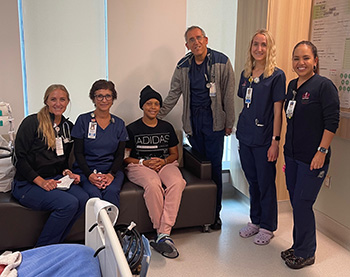 From left: Susanna Weller BSN, RN, Deanne Sparrow BSN, RN, OCN, Amber Hurd, Mojtaba Akhtari, MD, Julianna Rosik BSN, RN, Barbara Garcia BSN, RN