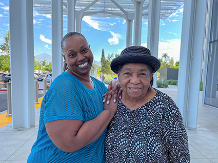 Janee Hines and her mother in at Loma Linda University Medical Center