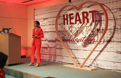 Purvi Parwani speaking at Heart Month event