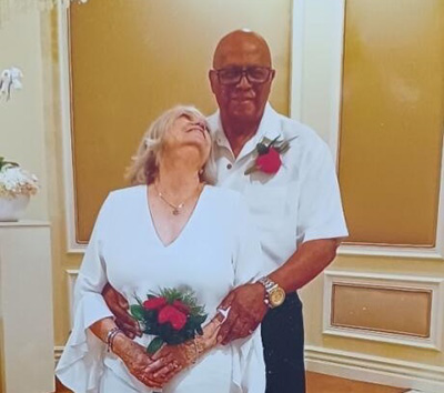 Wally Moore and his wife, Barbara, on their wedding day