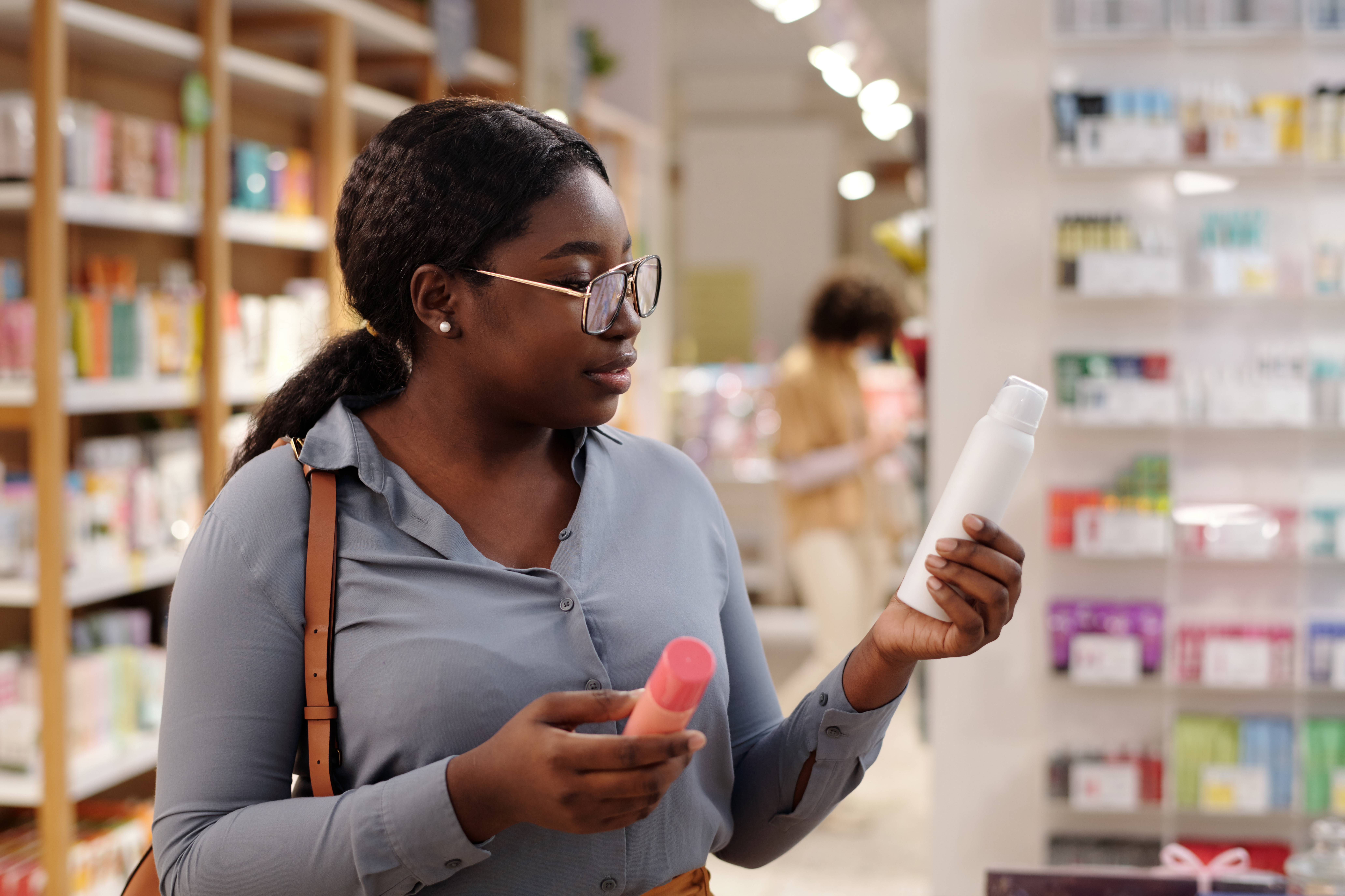 Woman looking at personal products