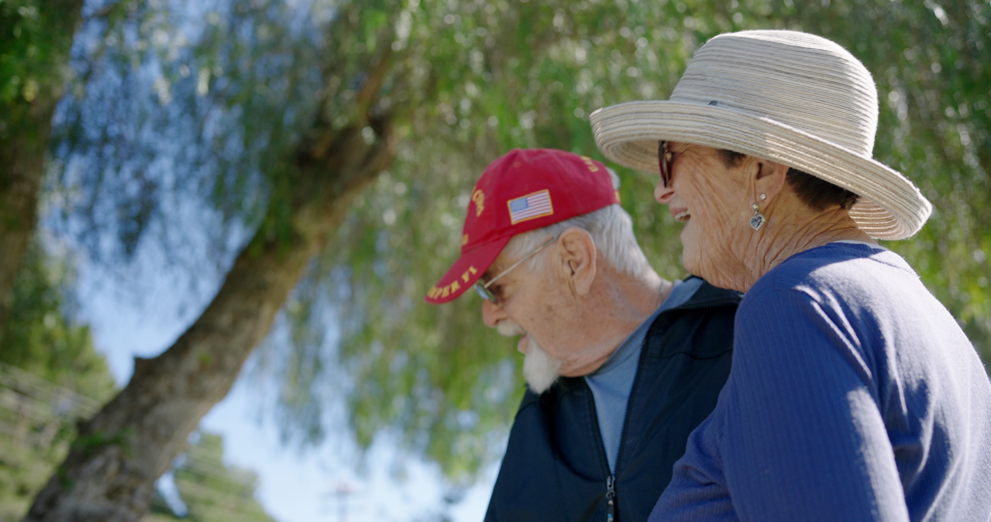 Woman laughing with husband