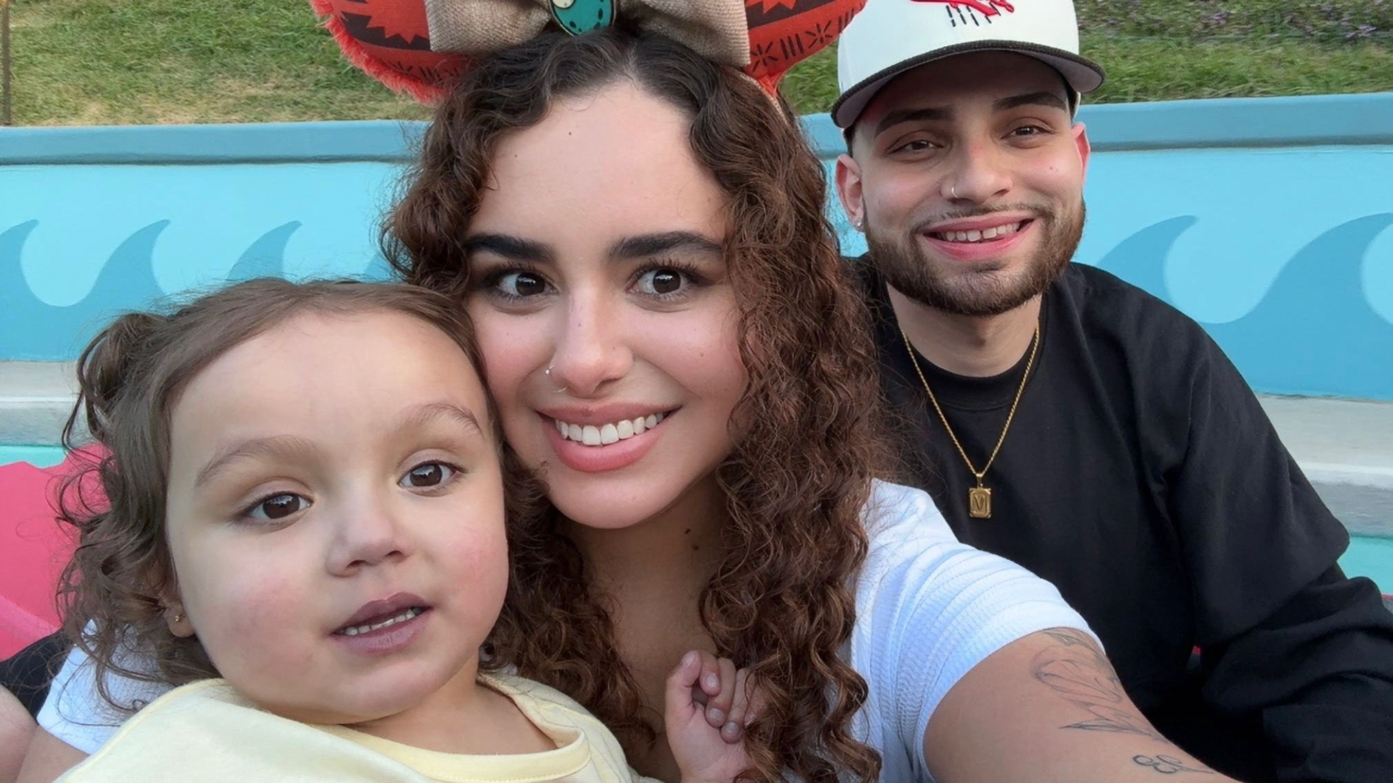 Family photo with Alaia at Disney after transplant