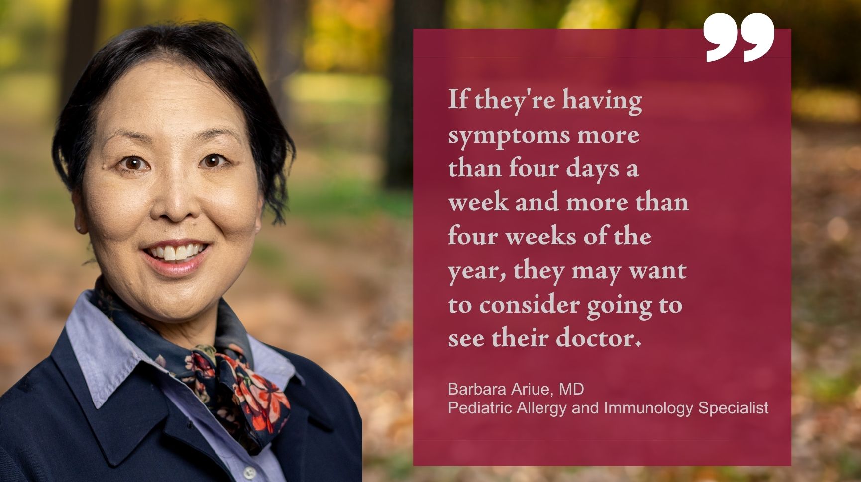 pull quote and picture of pediatric allergist