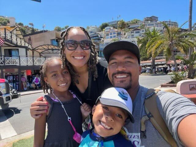 African American family taking a selfie