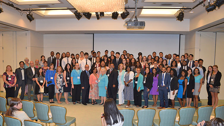 The 16th Annual Health Disparities Research Symposium recognized the cutting-edge research of 83 up-and-coming young scientists, ranging from high school to post-graduate. They are shown with their faculty mentors, program staff, and the keynote speaker.