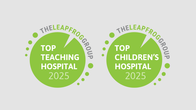 Leapfrog top teaching and top children's hospital badges