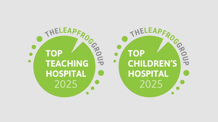 Leapfrog top teaching and top children's hospital badges