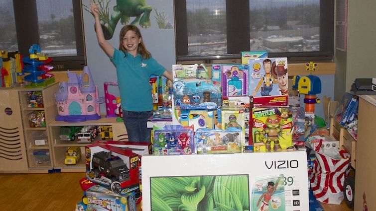 Codi Pelton, 11, of Desert Hot Springs, made a delivery of toys and games to the LLUCH cardiac unit Thursday, May 18.