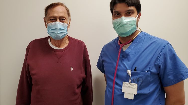 James Corral (left) partnered with and Dr. Parekh (right) together to relieve symptoms and reduce risk of his atrial fibrillation. James Corral and Dr. Parekh together