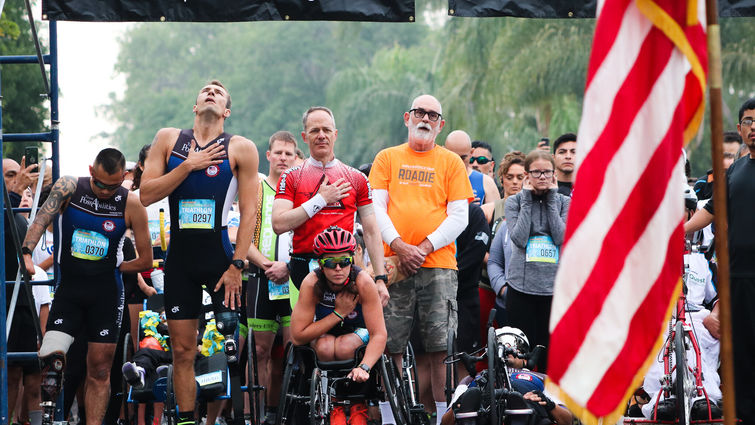 Let the race begin. racers at the start line