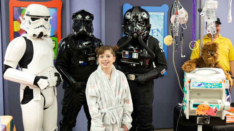 LLU Children's Hospital patient with Star Wars characters