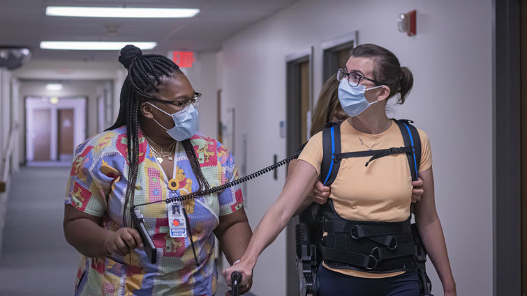 A patient receives rehabilitative treatment at Loma Linda University Medical Center East Campus.