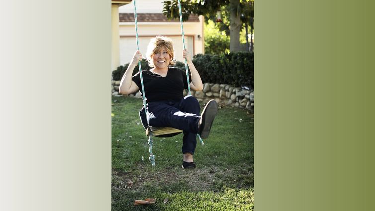 Frances Sanchez-Mackay on a swing