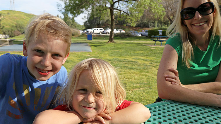 Ten-year-old Alex Miller will serve as Guest of Honor for the 3rd annual Family Fitness Fun 5K Run/Walk at the Burrage Mansion, which will be held in Redlands on Sunday, April 2. (From left): Alex, Chase, and Alecia Miller. Miller family