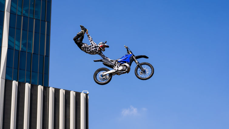freestyle motocross rider in the air