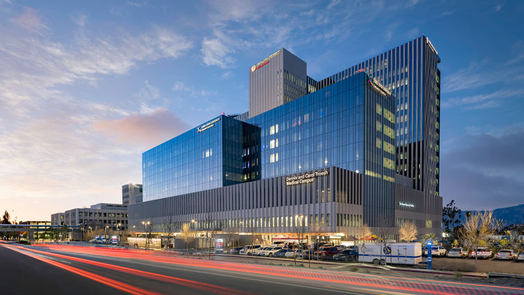 evening panoramic shot of hospital towers