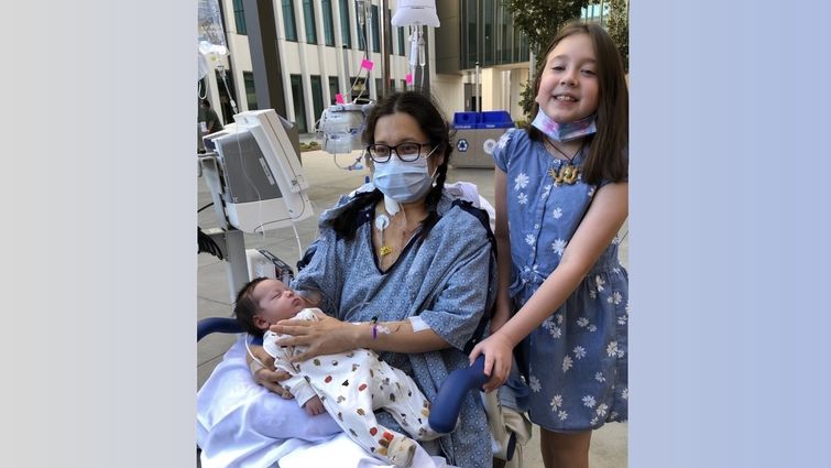 Andrea Johnson reunited with her son and daughter after receiving a heart transplant at Loma Linda University Health.