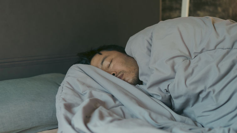 Asian young adult Deep sleep in the morning in bedroom domestic life - stock photo