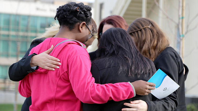 Alumni, students and faculty found fellowship and cameraderie in prayer.