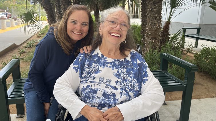 Bricey Leathers, left, accompanies her mother, Melinda Sammons, throughout her cancer care journey, which has included receiving proton therapy for early-stage lung cancer at Loma Linda University Health. Bricey Leathers (left) and her mother, Melinda Sammons (right)