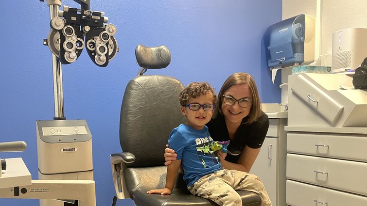 2 year old boy visits ophthalmologist at eye clinic