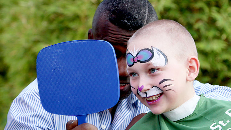 Nine-year-old follicle philanthropist April Wall kept her promise to shave her head for pediatric cancer research.