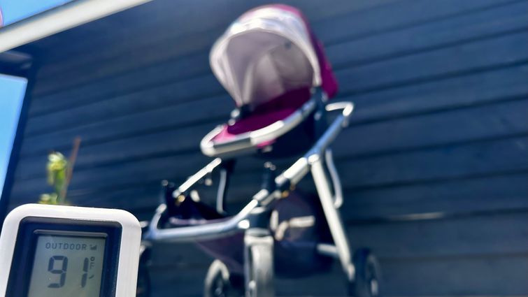 Stroller parked under the sun