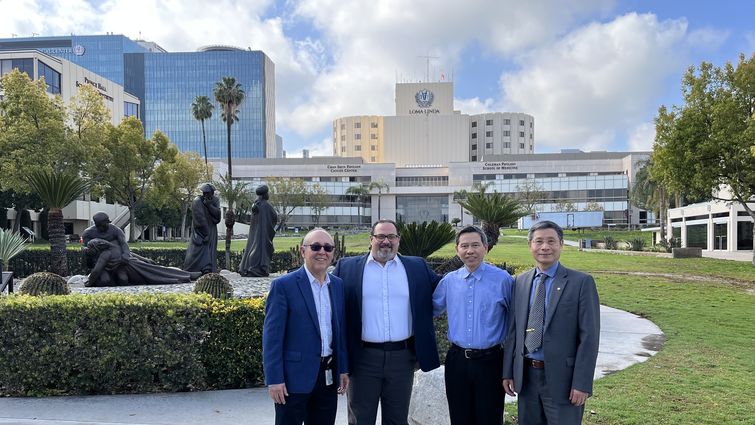 Two teams of LLU researchers (from left: Dr. Carlos Casiano, Dr. Frankis Almaguel, Dr. Daliao Xiao, Dr. Charles Wang) will use their NIH grant funding to pursue their research projects. From left: Dr. Carlos Casiano, Dr. Frankis Almaguel, Dr. Daliao Xiao, Dr. Charles Wang