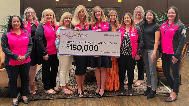 Stater Bros. Charities and Inland Women Fighting Cancer donated a portion of the funds raised during last year's Believe Walk Funds to grant patients at LLU Cancer Center access to essential wellness services at no cost. Believe Walk check donation