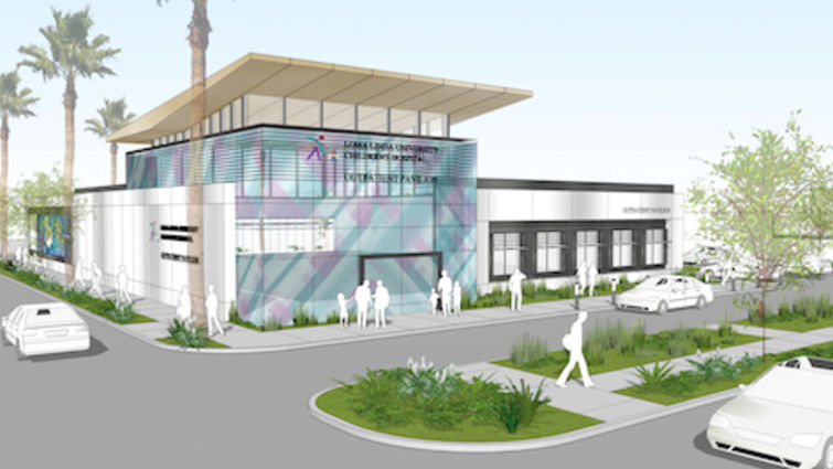 A concept rendering of the Loma Linda University Children’s Hospital – Indio Outpatient Pavilion that will be located in downtown Indio near the civic center.