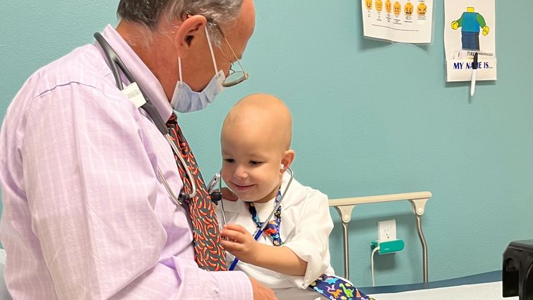 Dr. Albert Kheradpour with his patient, Mohammad.