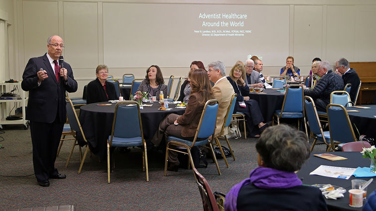 Peter Landless, MD, director, department of Health Ministries at the General Conference of Seventh-day Adventists, addressed alumni and faculty from Loma Linda University Health who have provided health care overseas.