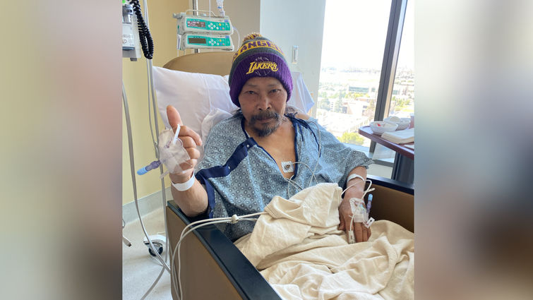 Tuan Khong receives infusion therapy at Loma Linda University Cancer Center to treat his advanced stage lung cancer.