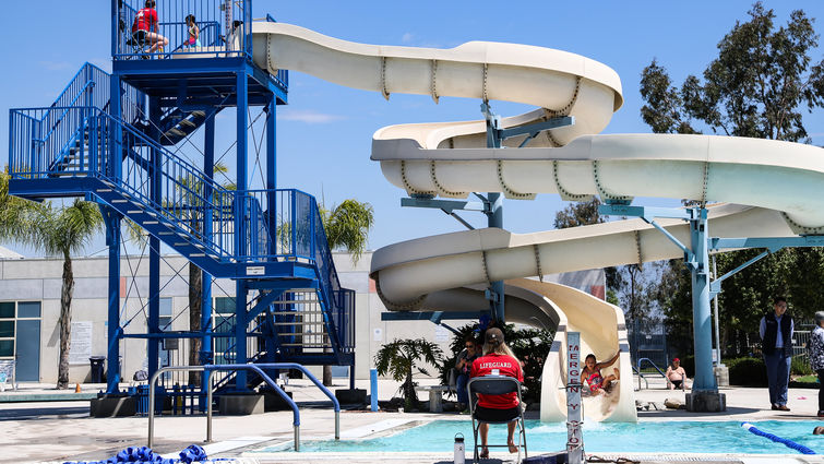 Kids swimming at pool