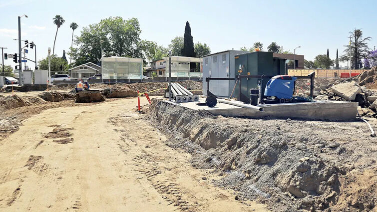 Grading the new access road that surrounds the Troesh Medical Campus.
