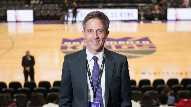 Jason Brayley at Golden 1 Center in Sacramento in March.