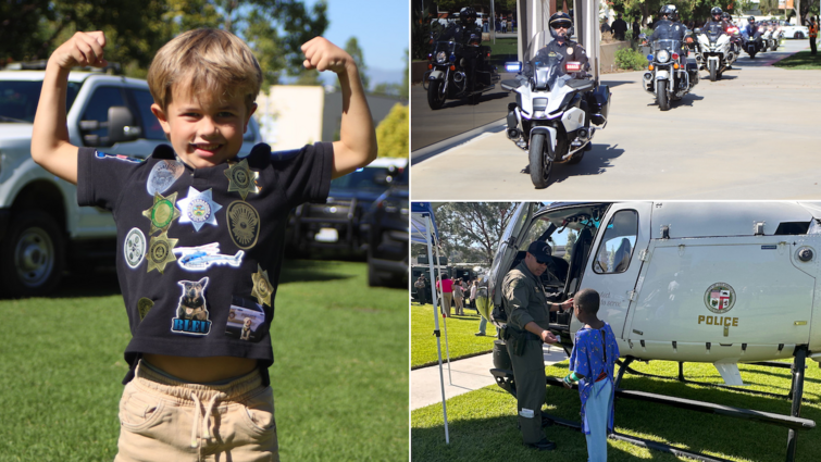 photo collage showing scenes from cops for kids event