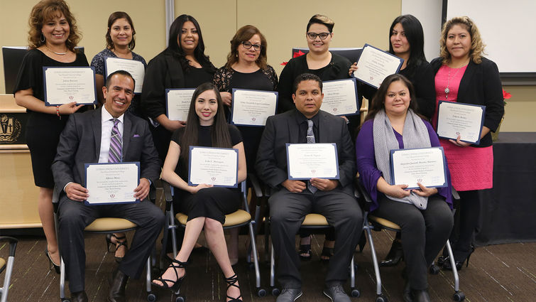 Graduates of the clinic-based community health worker program at Loma Linda University Health San Manuel Gateway College Promotores Academy.