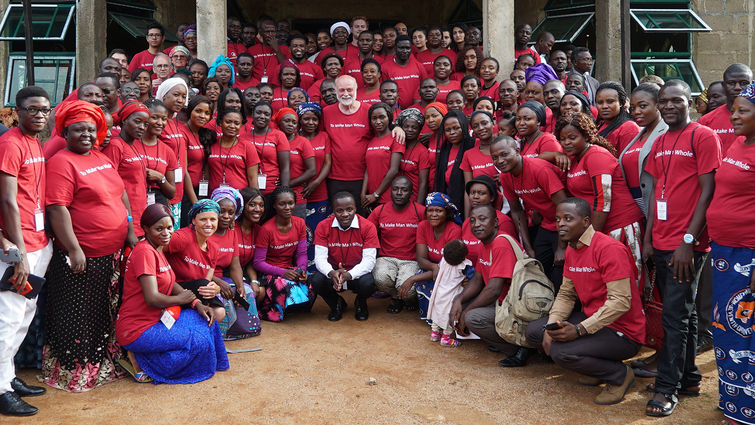 Richard Hart, MD, DrPH, president of Loma Linda University Health, with some of the estimated 400 volunteers on the recent Nigeria mission trip.