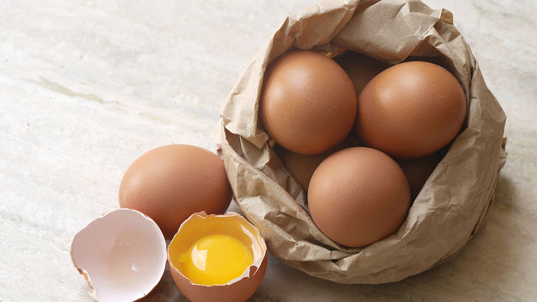 Bag of brown eggs