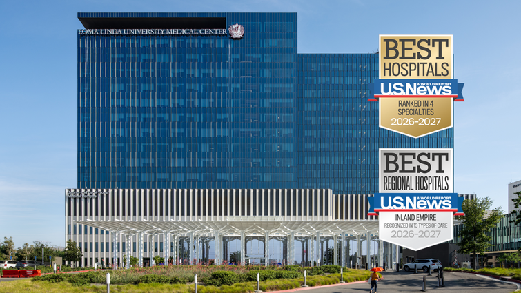 Medical Center exterior building with US News & World Report Best Hospital badges 