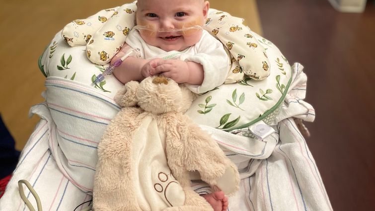 young male baby in hospital