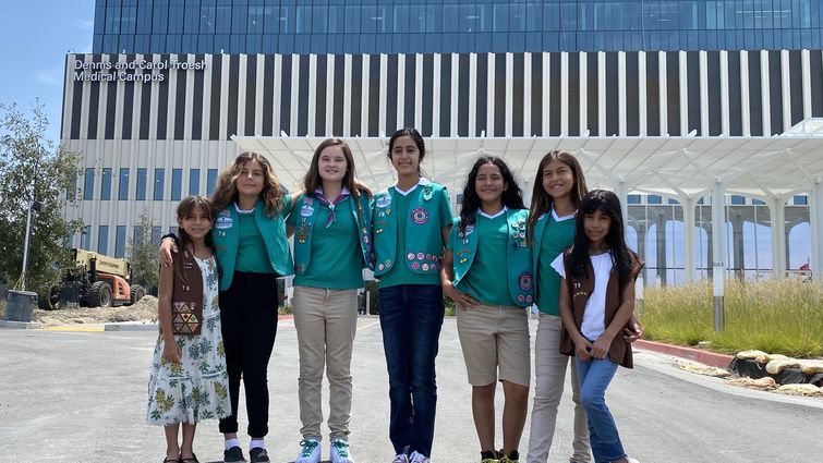 Girl Scouts tour future hospital