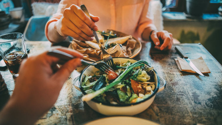 Dinner table with salad