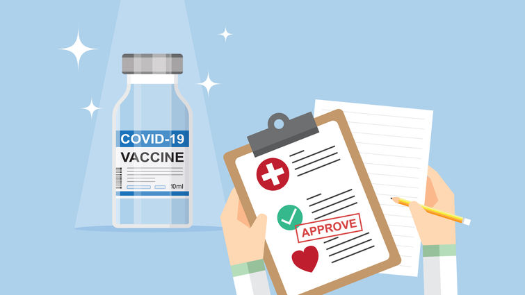 Vaccines approved for use in patients, Vector illustration in flat style