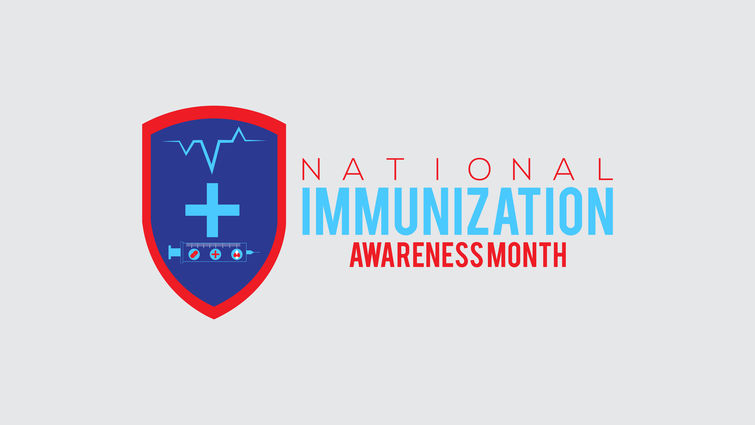 August is National Immunization Awareness Month stock image/infographic