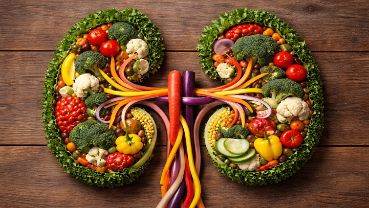 Vegetables arranged in the shape of kidneys