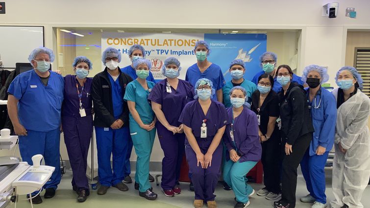 group photo of physicians and team who placed Harmony valve